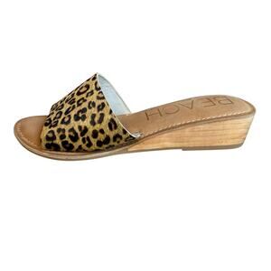 Beach by Matisse Tiki Low Wedge Calf Hair Slide Sandals 10